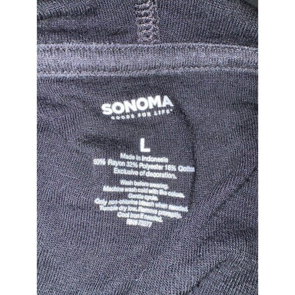 Sonoma Pullover Hoodie Jacket Mens Large Black Long Sleeve Front Pocket - Picture 6 of 6